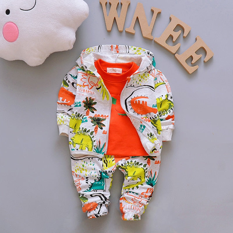 Autumn Casual Outfits Toddler Suits Coat + T-shirt + Pants